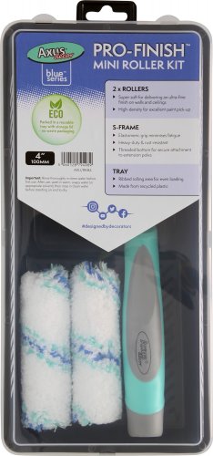 (Blue) Pro-Finish 4" Mini Roller Kit (2x Sleeves, Tray & Frame)