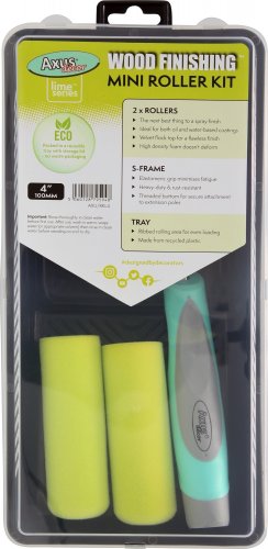 (Lime) Wood Finishing Mini Roller Kit 4" (2 x Sleeves, Tray & Frame)