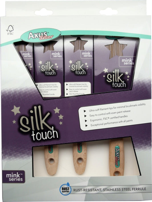 (Mink) Silk Touch Brush Set 4 Piece (1x1.5",2x2",1x3")